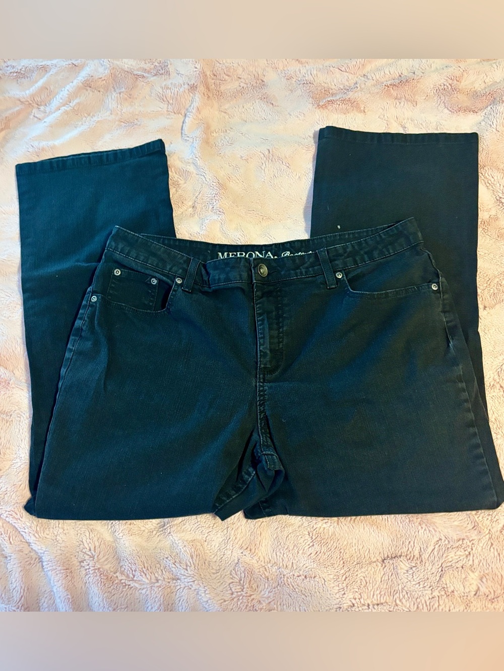 Merona Bootcut Jeans Women’s Size 16 Short Black Stretch Denim Pants